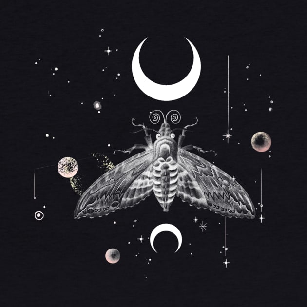 Boho Art Design - Mystic Moon Moth by Unelmoija